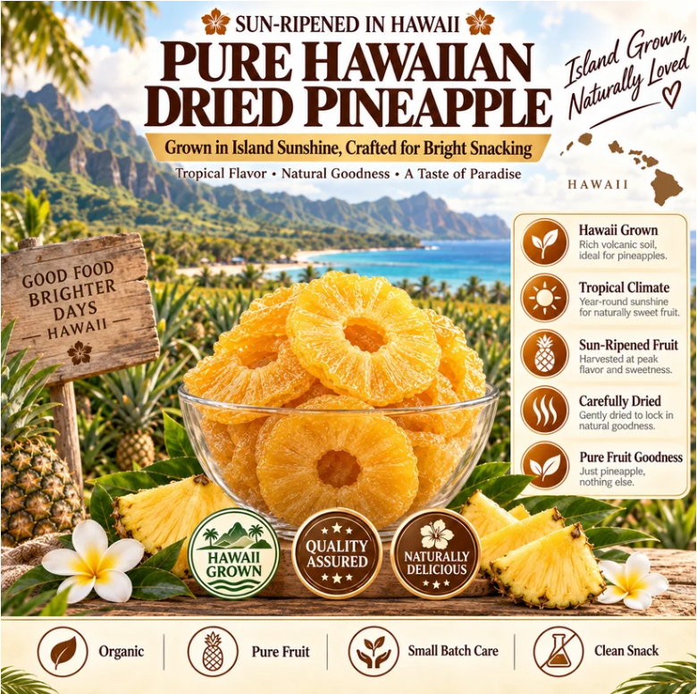 🔥 Hawaii’s Golden Dried Pineapple – 🍍A Clean Tropical Snack for Active Living-JR-Fay