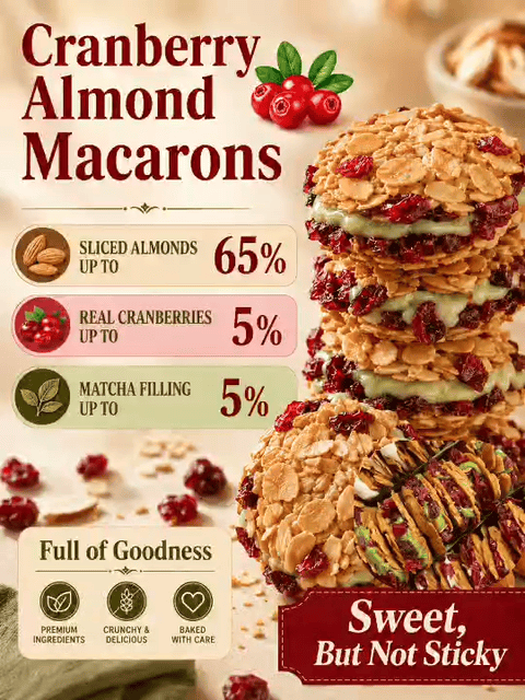 🍒 Cranberry & Matcha Nut Crispy Sandwich Macarons ✨ Healthy Almond Snack-JR-June